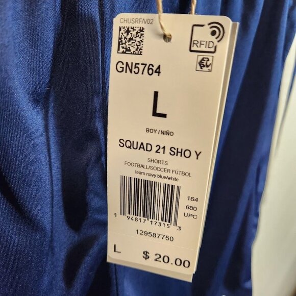 NWT ADIDAS SQUADRA 21 SHORTS in Navy Blue Size Youth Large - Picture 8 of 8